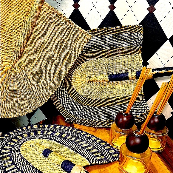 Set of 3 Handwoven African Bolga Fans – Natural Rattan Wall Art or Body Fans - Picture 12 of 15